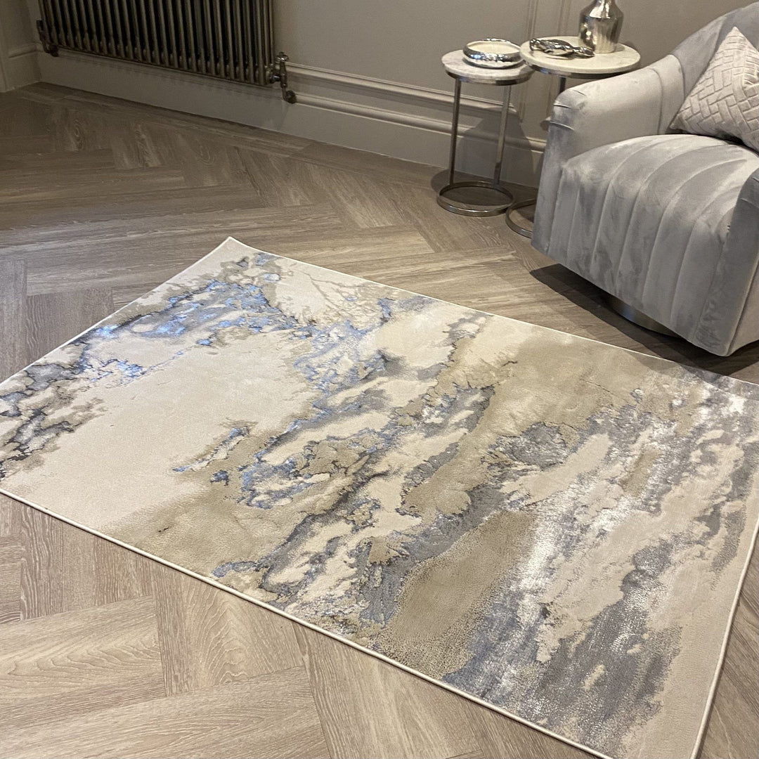 MaiaFloor – Gray, Cream, and Silver Marble Carpet – Refined and Modern