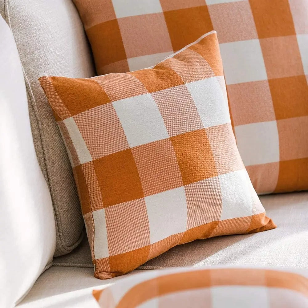 RusticCozy | Autumn-Ready Plaid Cushion Cover for Cozy Spaces