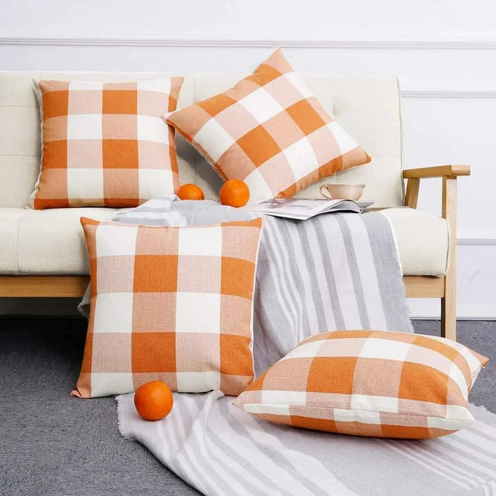 RusticCozy | Autumn-Ready Plaid Cushion Cover for Cozy Spaces