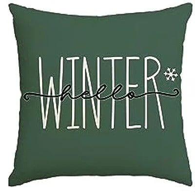 MerryCushion – Green Cushion Cover with Festive Christmas Print 45x45 cm