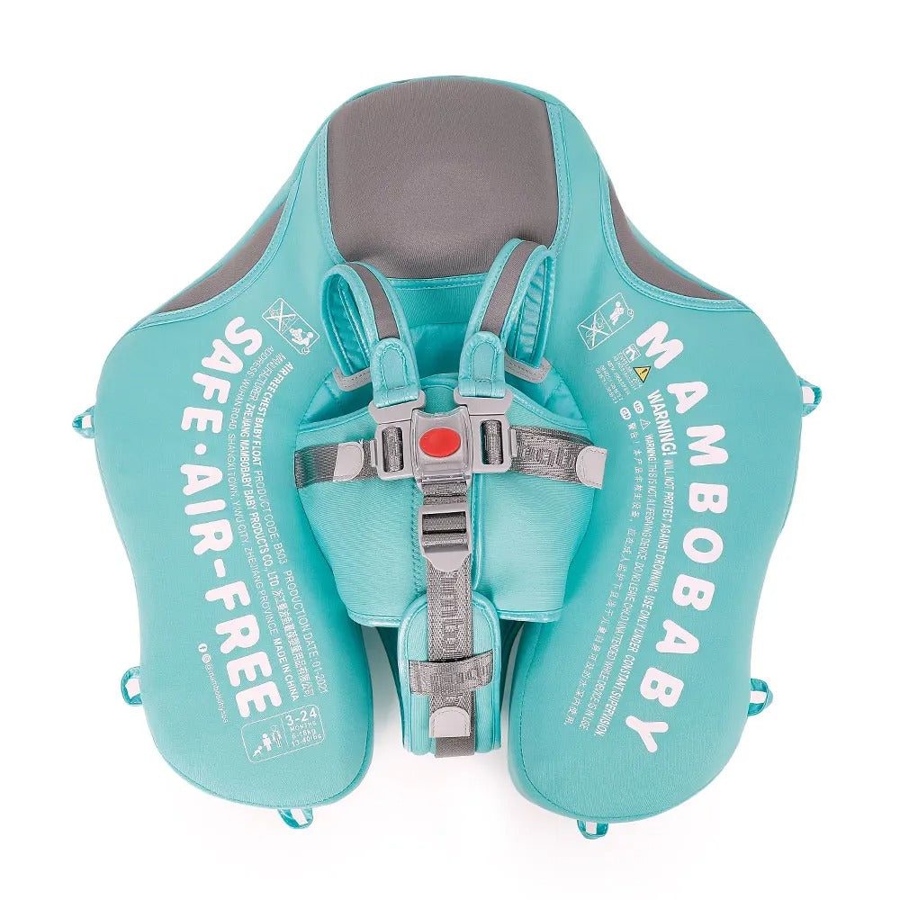 Non-Inflatable Smart Float Swim Trainer - provides safe support with straps and a robust float ring design - for babies in the water -