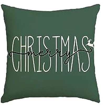 MerryCushion – Green Cushion Cover with Festive Christmas Print 45x45 cm