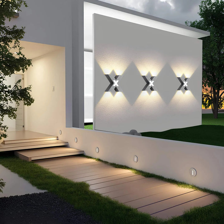 LumoEdge – Stylish Outdoor Wall Lamp with Unique X-Shaped Design – Modern Outdoor Light with Glare-Free Illumination