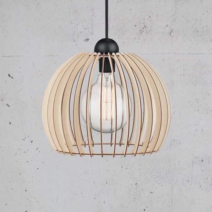 ChinoLicht – Scandinavian Wooden Pendant Lamp with Fabric Cord