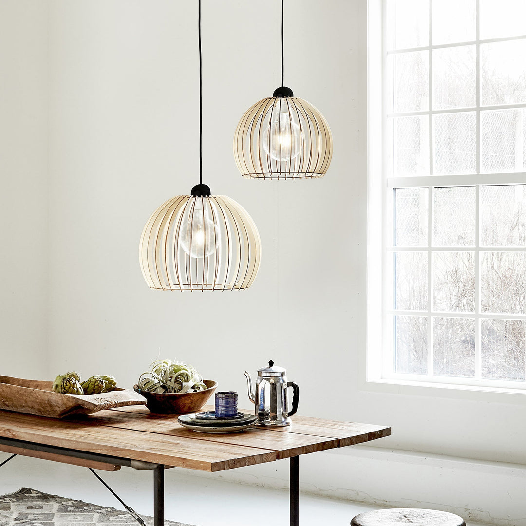 ChinoLicht – Scandinavian Wooden Pendant Lamp with Fabric Cord
