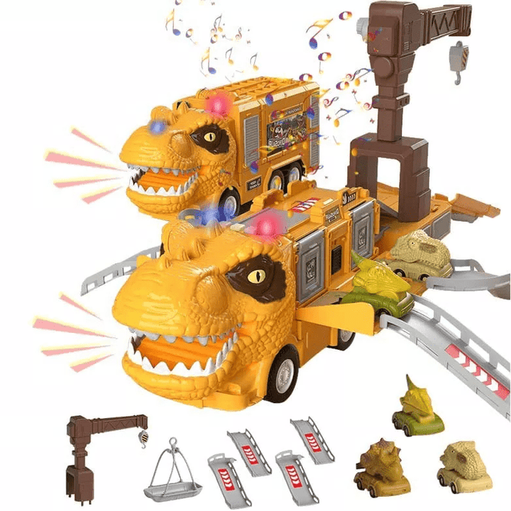 Interactive Dinosaur Hauler with Lights and Sounds - Safe and Durable - Transport Vehicle and Storage Box Combined