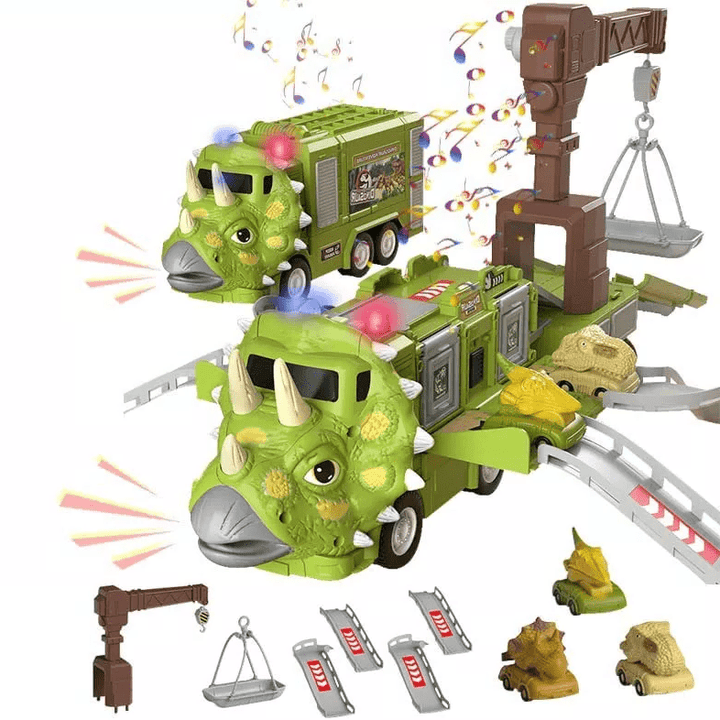Interactive Dinosaur Hauler with Lights and Sounds - Safe and Durable - Transport Vehicle and Storage Box Combined