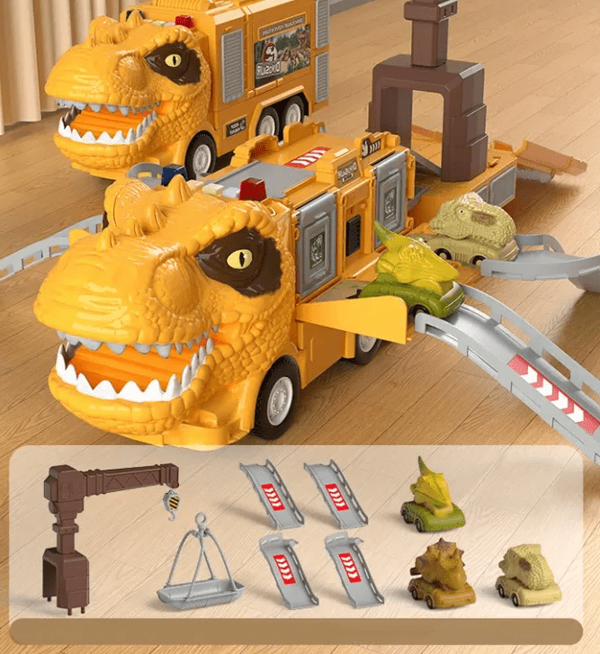 Interactive Dinosaur Hauler with Lights and Sounds - Safe and Durable - Transport Vehicle and Storage Box Combined