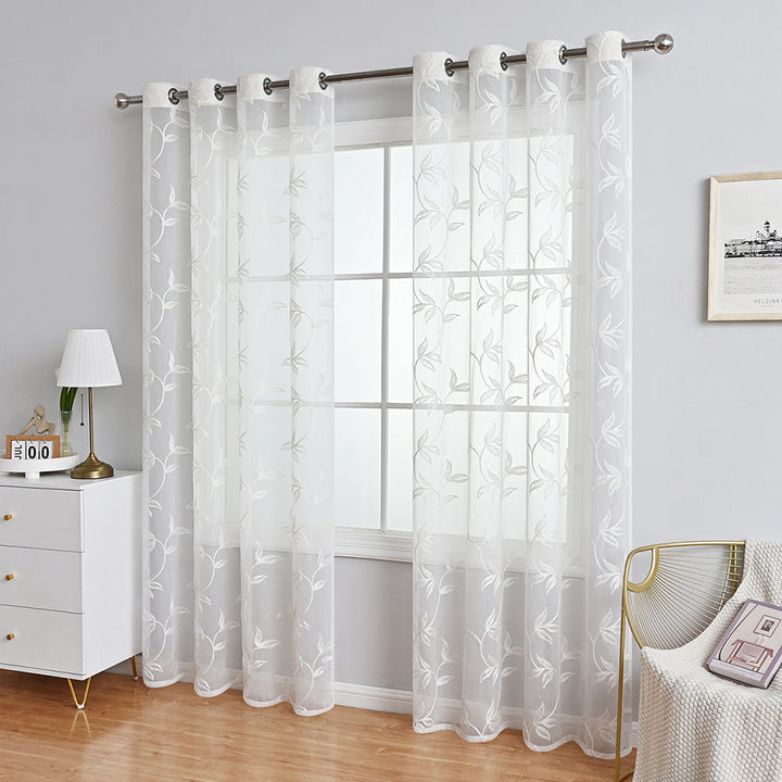 ChicBloom | Polyester Curtain in Gray and White with Floral Pattern