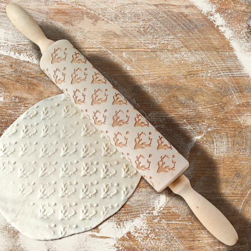 FestiveRoll - Christmas Cookie Relief Rolling Pin - Artisan Engraved for Perfect Baking Creations