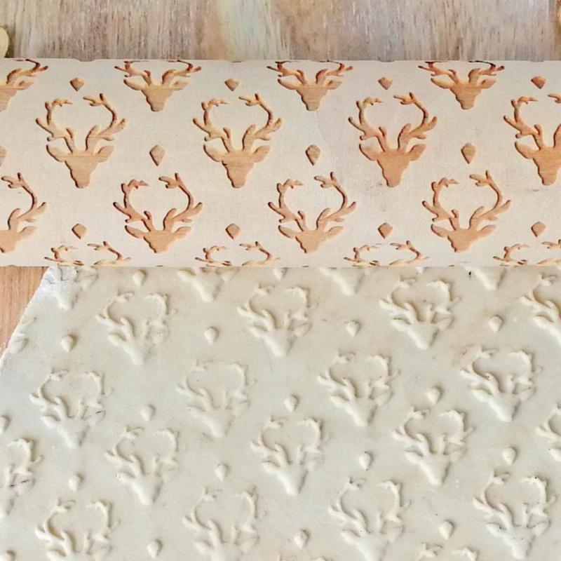 FestiveRoll - Christmas Cookie Relief Rolling Pin - Artisan Engraved for Perfect Baking Creations