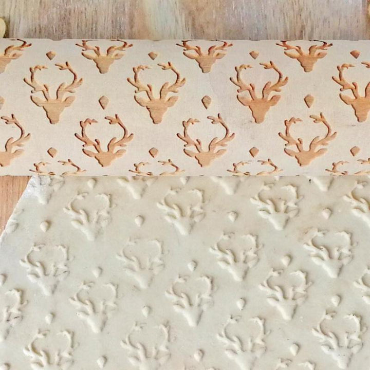 FestiveRoll - Christmas Cookie Relief Rolling Pin - Artisan Engraved for Perfect Baking Creations