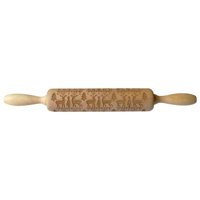 FestiveRoll - Christmas Cookie Relief Rolling Pin - Artisan Engraved for Perfect Baking Creations