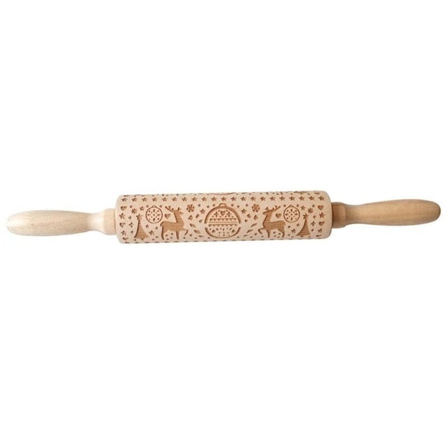 FestiveRoll - Christmas Cookie Relief Rolling Pin - Artisan Engraved for Perfect Baking Creations