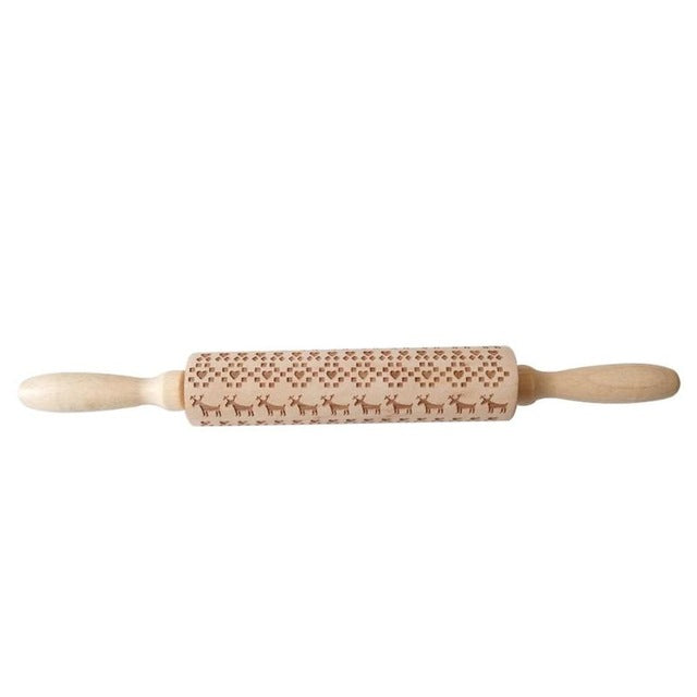 FestiveRoll - Christmas Cookie Relief Rolling Pin - Artisan Engraved for Perfect Baking Creations