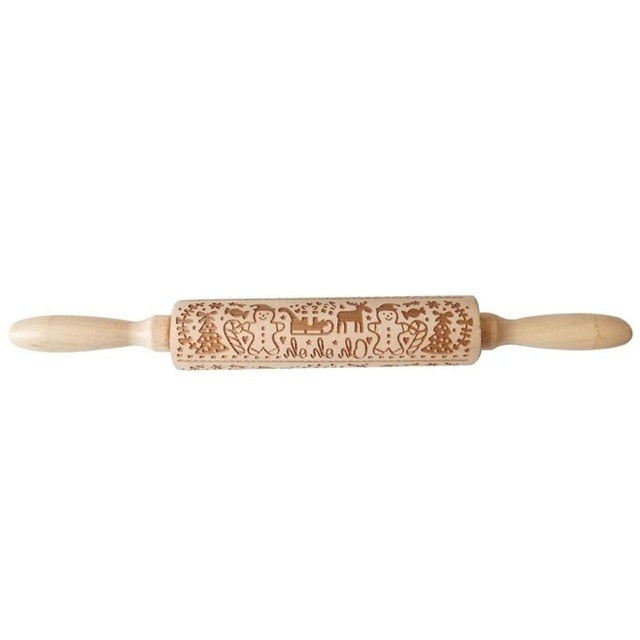 FestiveRoll - Christmas Cookie Relief Rolling Pin - Artisan Engraved for Perfect Baking Creations