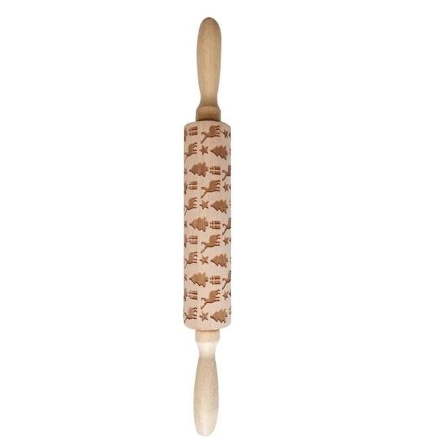 FestiveRoll - Christmas Cookie Relief Rolling Pin - Artisan Engraved for Perfect Baking Creations