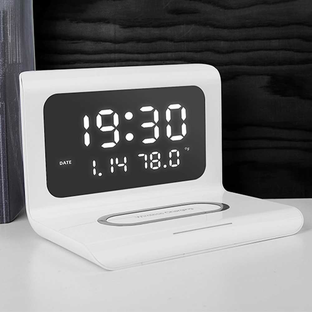 Timesync Wireless Charging Digital Alarm Clock - Effortlessly Charges Qi-Compatible Devices - Multifunctional Display