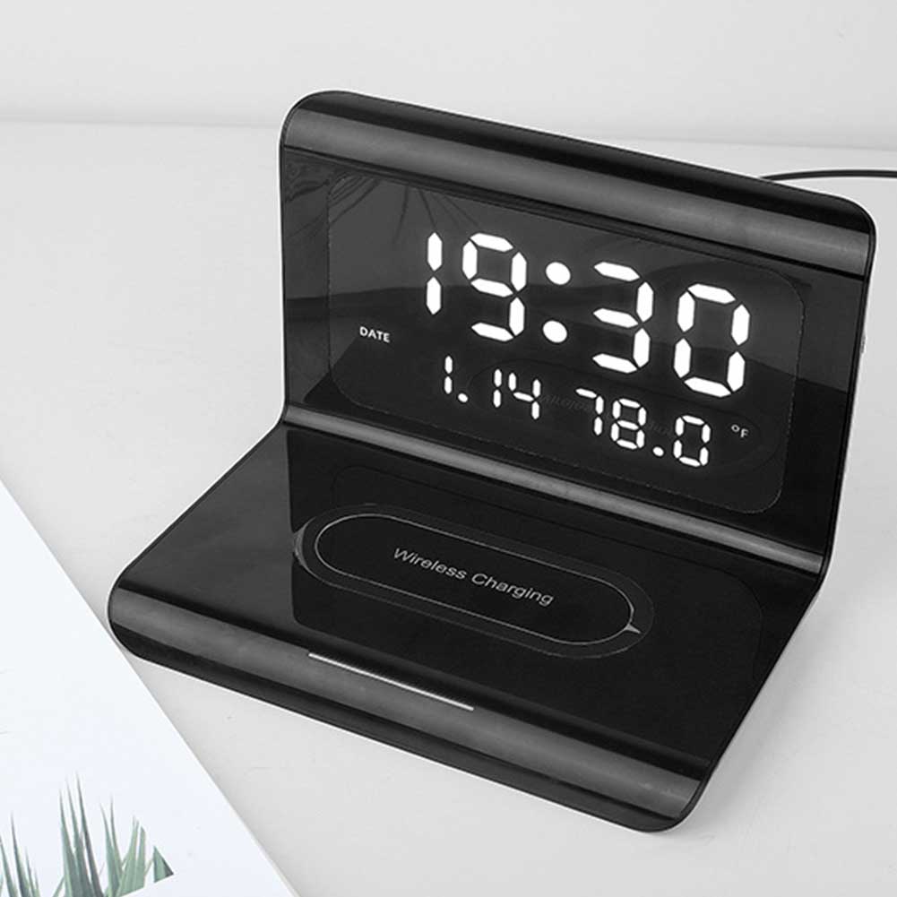 Timesync Wireless Charging Digital Alarm Clock - Effortlessly Charges Qi-Compatible Devices - Multifunctional Display