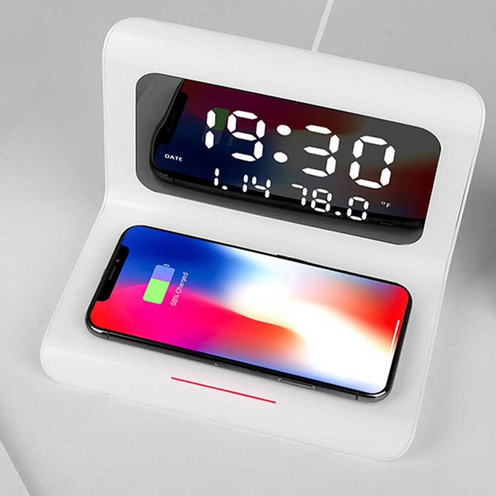 Timesync Wireless Charging Digital Alarm Clock - Effortlessly Charges Qi-Compatible Devices - Multifunctional Display