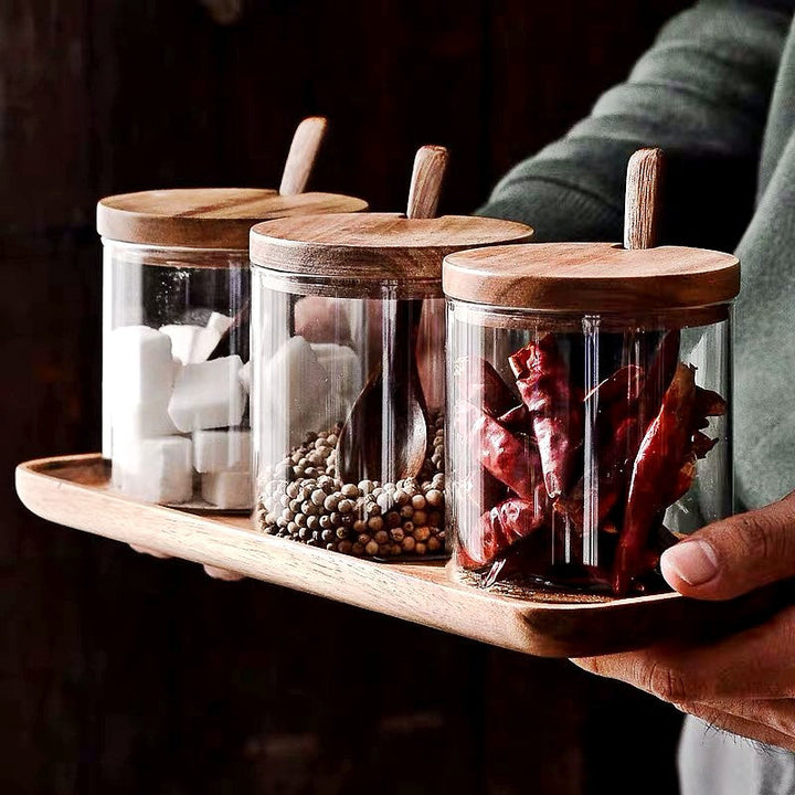 PureOrganix Glass Jar Set - Elegant Storage with a Natural Touch - Perfect for Stylish and Practical Organization