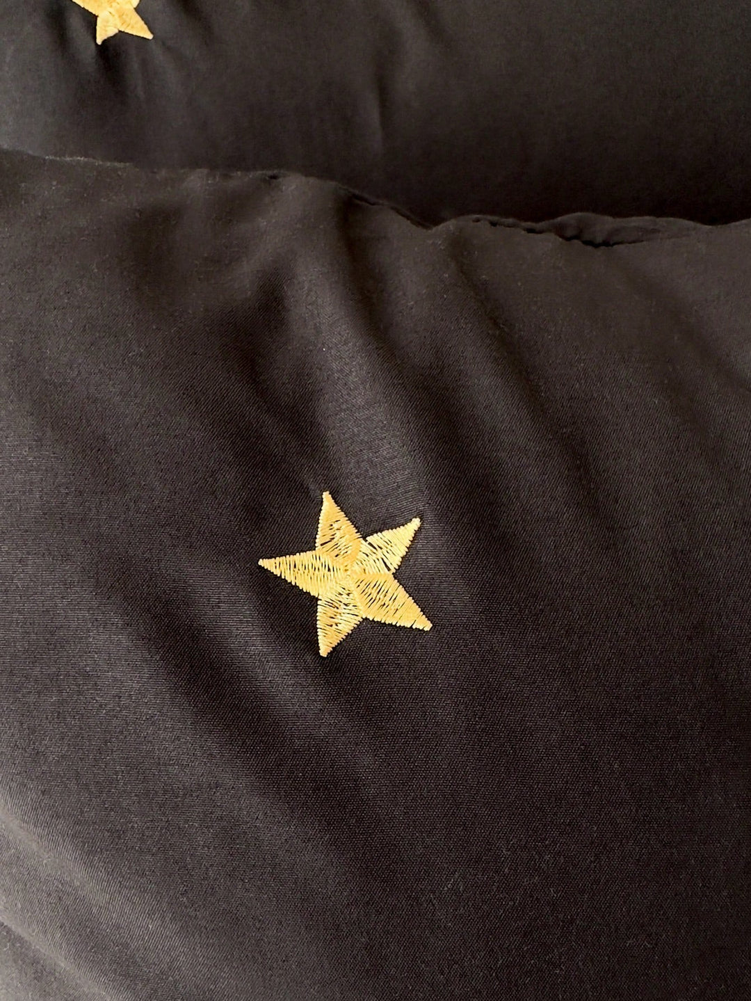 LunaDroom – Black Pillowcase Set – Embroidered Stars and Moon for Magical Nights