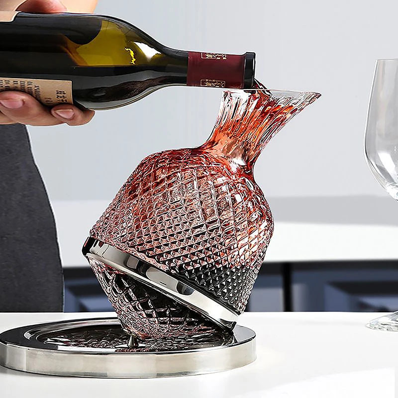 Glasseur – Crystal Serving Carafe – With Rotating Base for Elegant and Practical Use