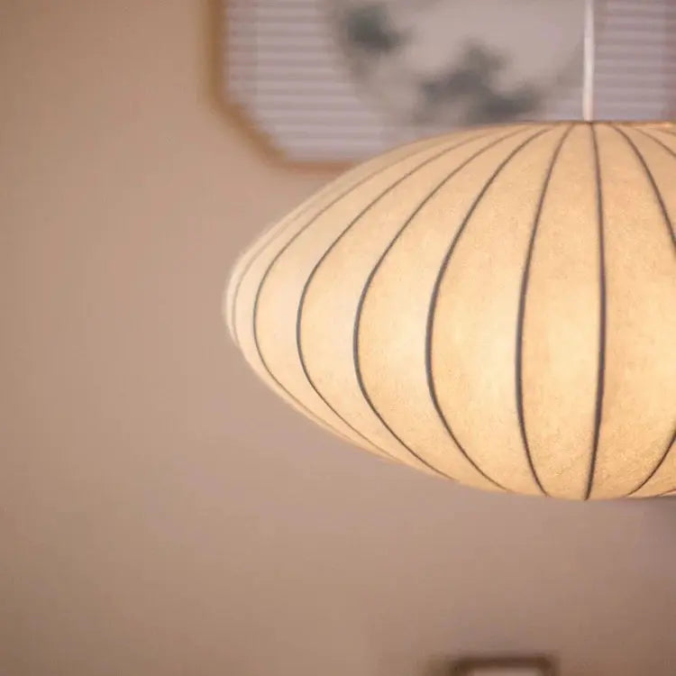 SilkenGlow – Japandi Pendant Lamp with Soft Silk & Minimalist Design