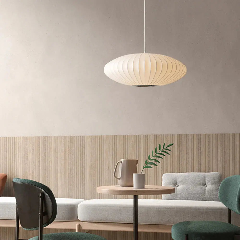 SilkenGlow – Japandi Pendant Lamp with Soft Silk & Minimalist Design