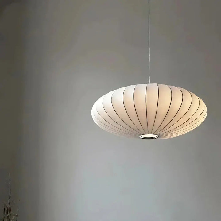 SilkenGlow – Japandi Pendant Lamp with Soft Silk & Minimalist Design