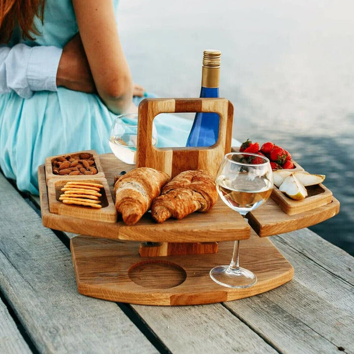 WineTableToGo – Portable Wooden Picnic Table – Convenient and Spacious Design for Outdoor Moments
