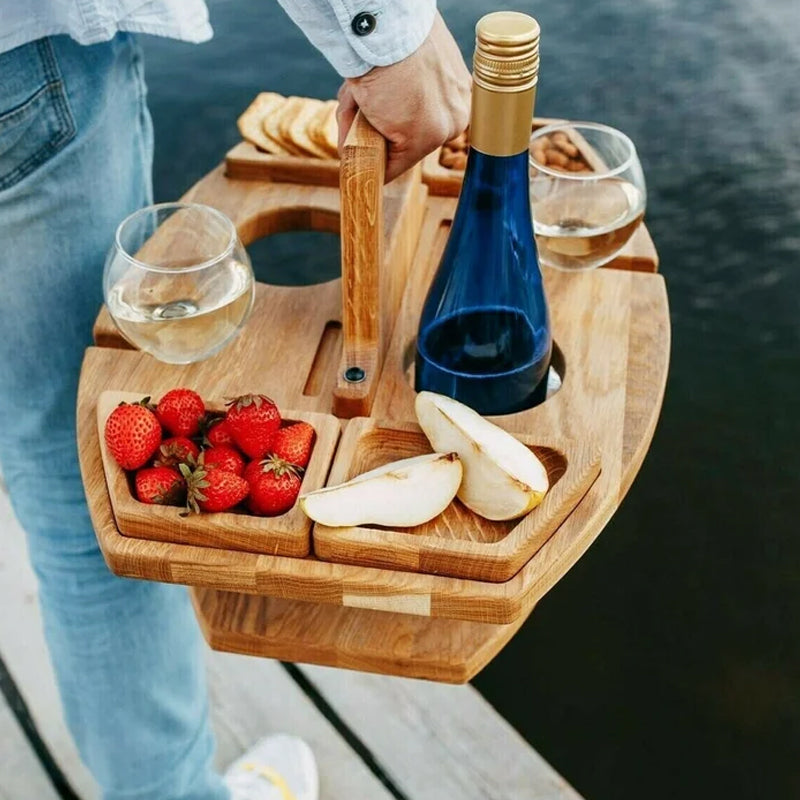 WineTableToGo – Portable Wooden Picnic Table – Convenient and Spacious Design for Outdoor Moments