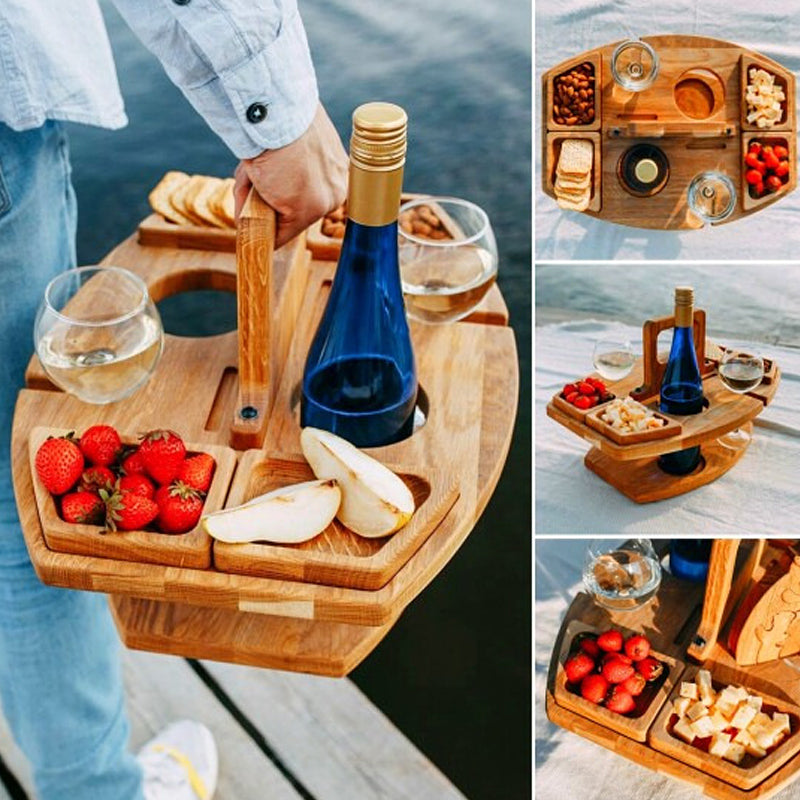 WineTableToGo – Portable Wooden Picnic Table – Convenient and Spacious Design for Outdoor Moments