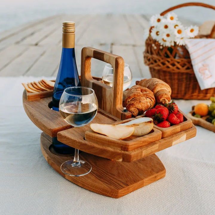 WineTableToGo – Portable Wooden Picnic Table – Convenient and Spacious Design for Outdoor Moments
