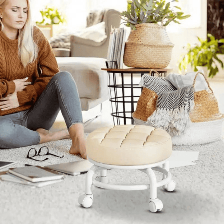 FlexiRoll - Ergonomic Rolling Stool - 360° Swivel Seat Stool - Adjustable Rotating Stool