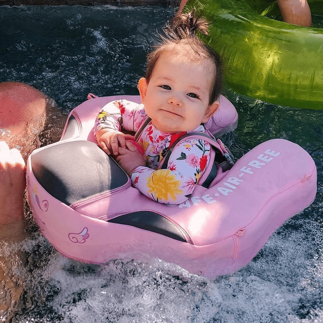 Non-Inflatable Smart Float Swim Trainer - provides safe support with straps and a robust float ring design - for babies in the water -