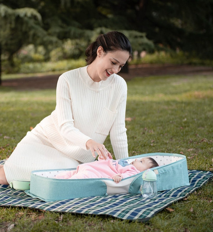 Luxury Baby Bag - multifunctional diaper bag and baby crib - 10 spacious pockets for ultimate organization - adjustable strap and two-way zipper -