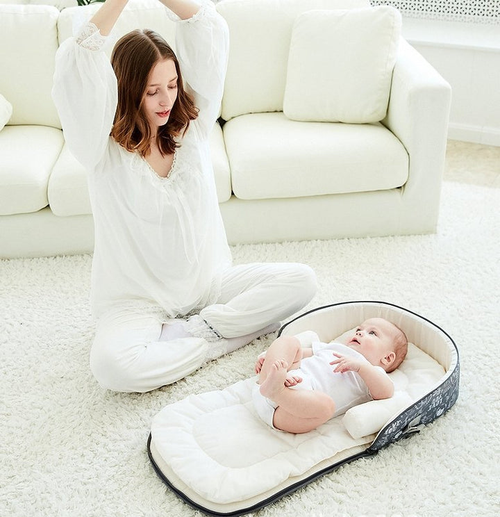 Luxury Baby Bag - multifunctional diaper bag and baby crib - 10 spacious pockets for ultimate organization - adjustable strap and two-way zipper -