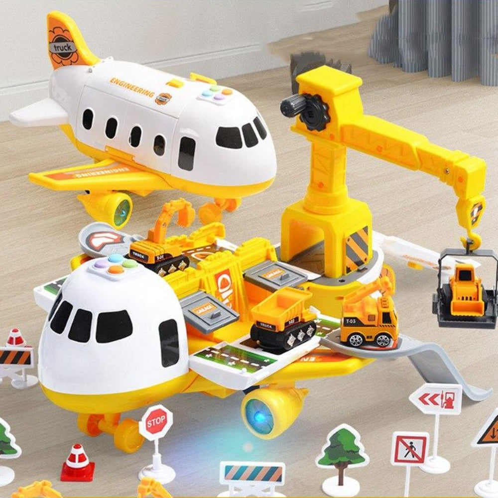 Adventurous Airplane Playset - large airplane and three mini construction vehicles - designed for children aged 3 to 6 years - promotes creative play